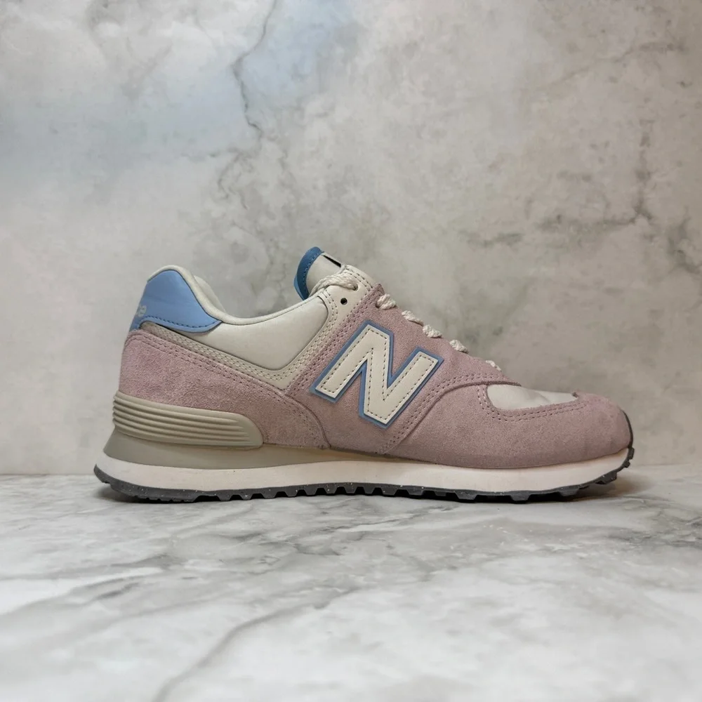LNWOB | New Balance | 574 Sneakers | Pink Suede & White | Size 8.5 - Picture 4 of 16